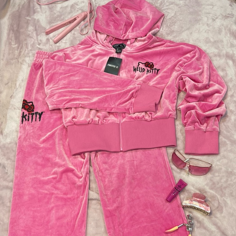 Hello Kitty Pink Velour Tracksuit